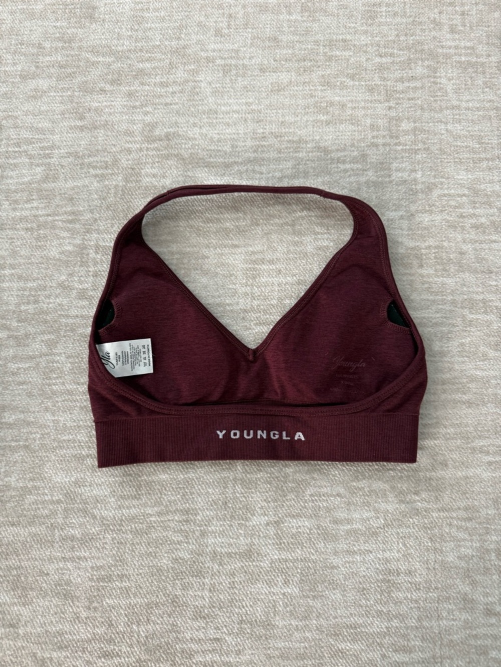 YoungLA Core Seamless Halter Bra — Burgundy Silk - Picture 3 of 5